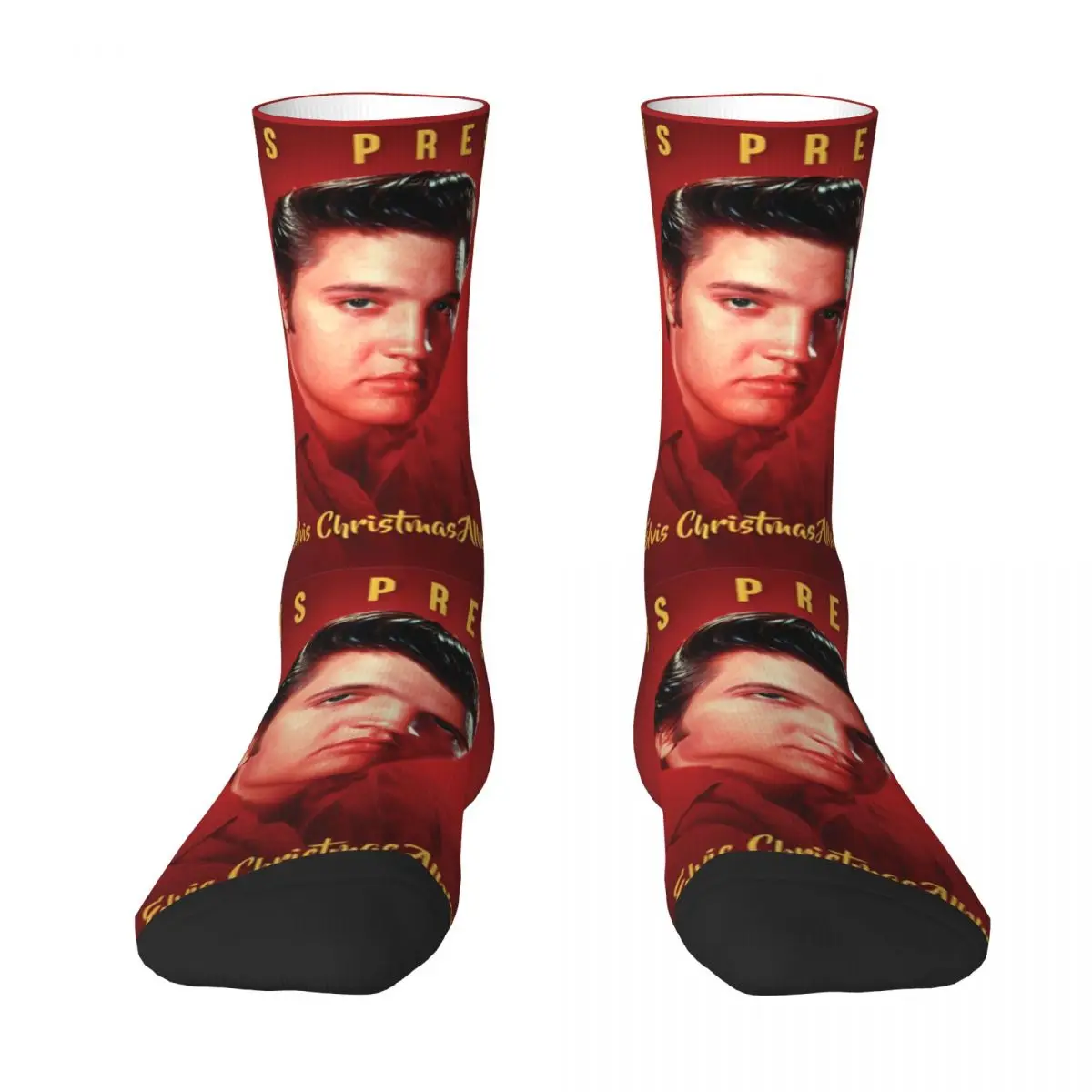 E-Elvis Christmas Stockings Graphic Casual Socks Winter Non Slip Socks Men Running Sports Soft Breathable Socks