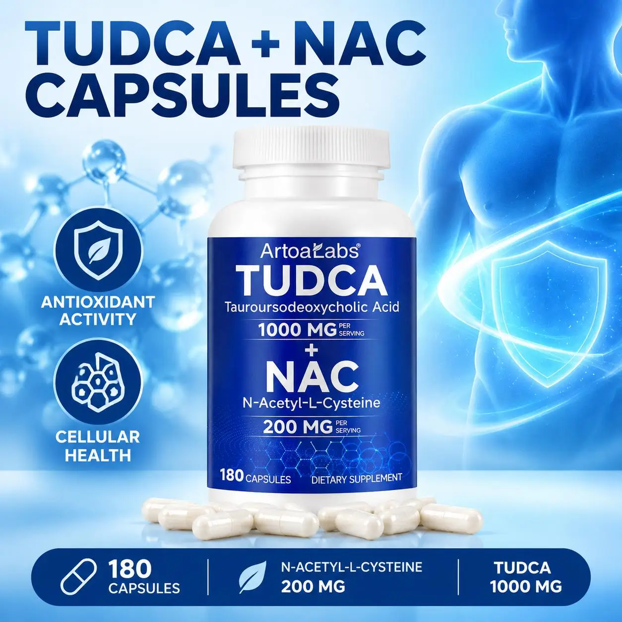 NAC Capsules Protect The Liver & Stomach Resist Oxidation Provide Energy Promote Growth and Development Gluten Free 180 Capsules