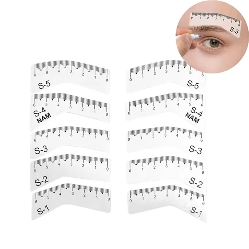 Augenbrauen-Lineal, 5 Paar, DIY-Augenbrauen-Zeichnungsanleitung, Styling, Gestaltung, Pflege, Vorlage, Karte, einfaches Make-up-Werkzeug-Set