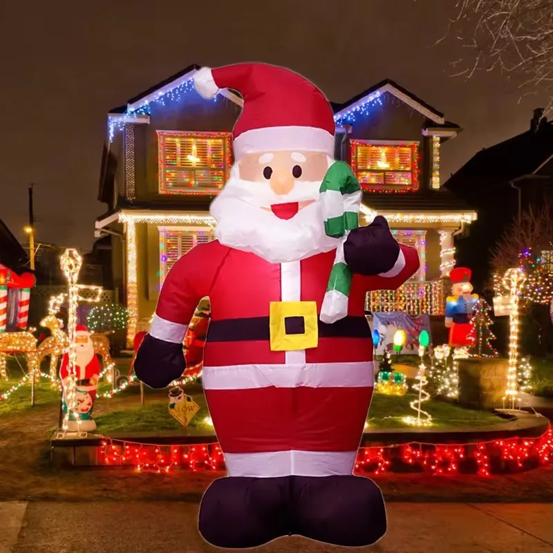 1.2M Luminous Christmas Inflatable Toys Crutch Santa Claus Indoor Xmas Toy Garden Party New Year Outdoor Festival Decoration