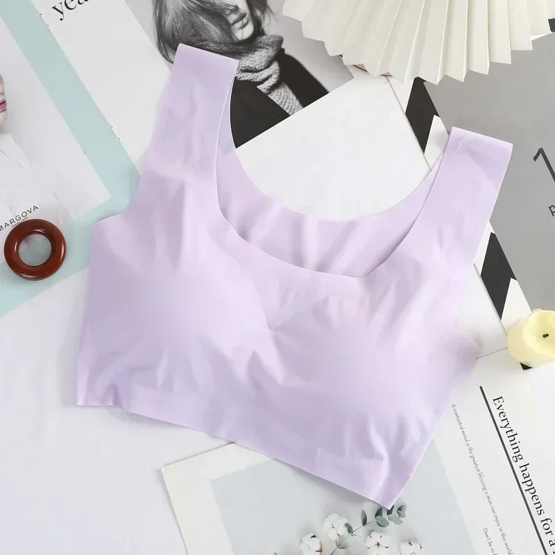 Sensual Ice Silk Strapless Bra - Sexy Lingerie for Women Seamless Vest Design Ideal for Yoga Sports & Sleepwear