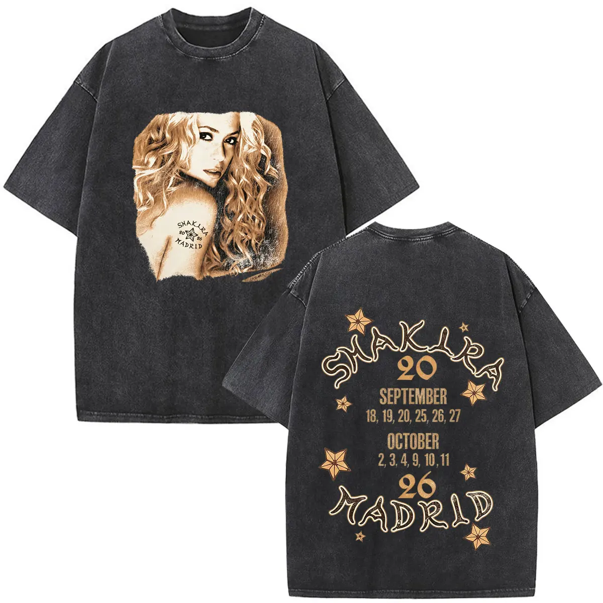 Shakira Las Mujeres Ya No Lloran 2026 Tour Print Vintage Washed Fan Geschenk T-Shirts Herren Damen Mode Locker Lässig Baumwoll-T-Shirt – Detail 17