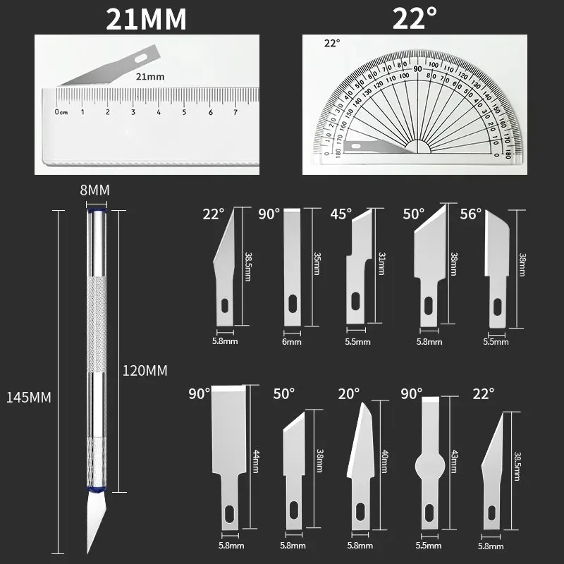 13Pcs Metal Carving Knife Pen Style Art Seal Cutting Manual Combination Paper Cuttings Non-Slip Gadget DIY Precision Repair Tool