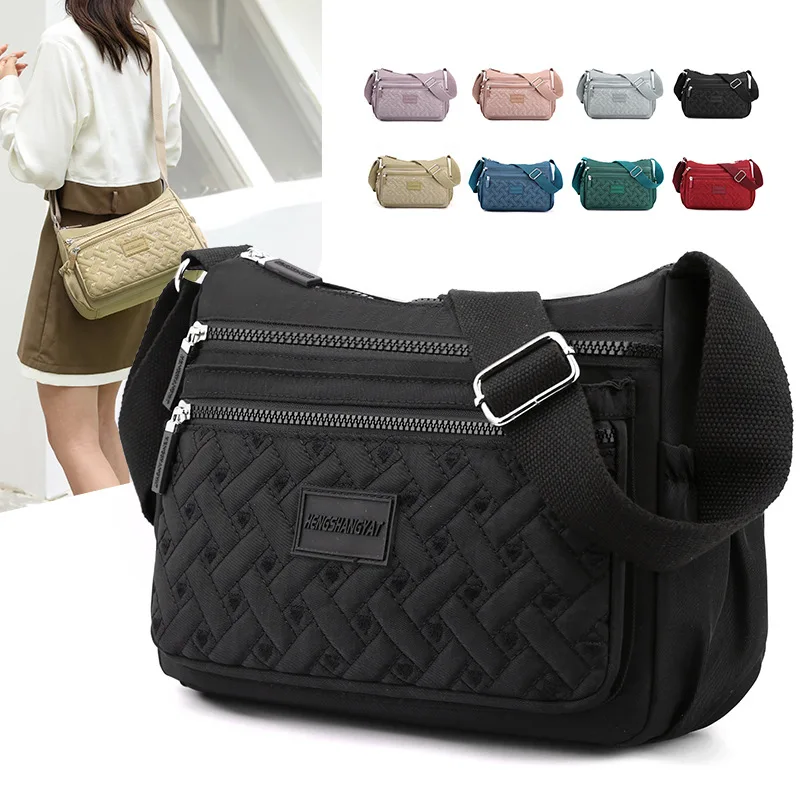 Women Rhombus Shoulder Bag Creative Fashion Solid Color Nylon Large Capacity Ladies Shoulder Messenger Satchel Bag sac