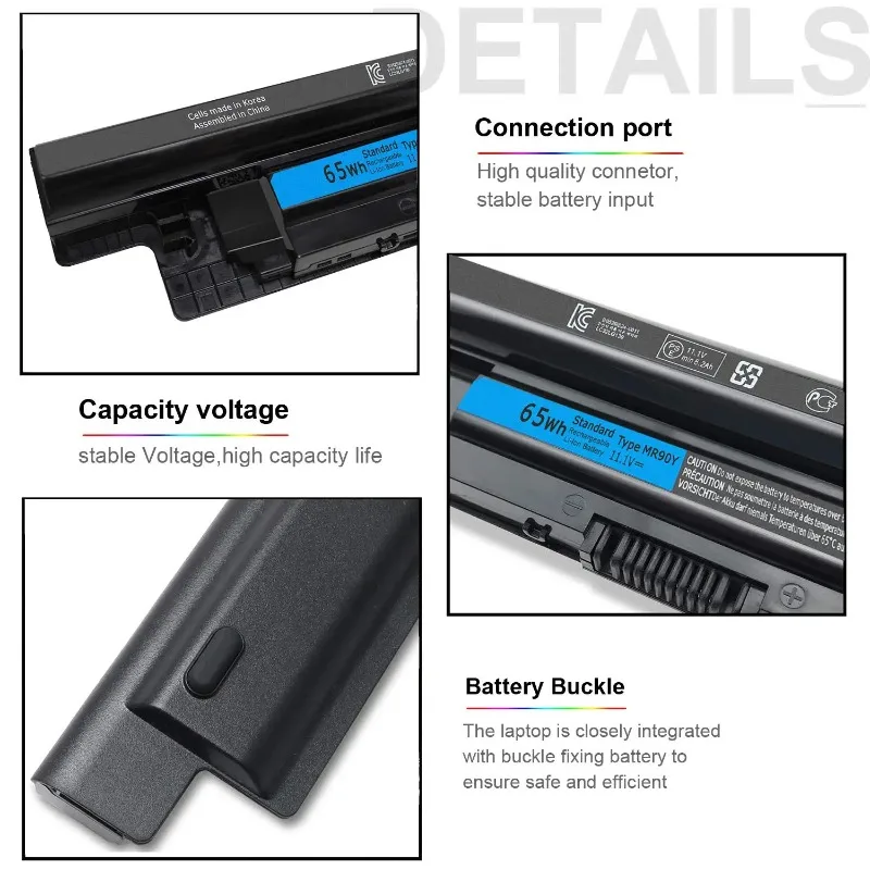 MR90Y لديل انسبايرون 15-3521 15-3531 15-3537 15-3542 15-3543 15r-5521 17-3721 17-3737 17r-5737 14r-5421 بطارية الكمبيوتر المحمول