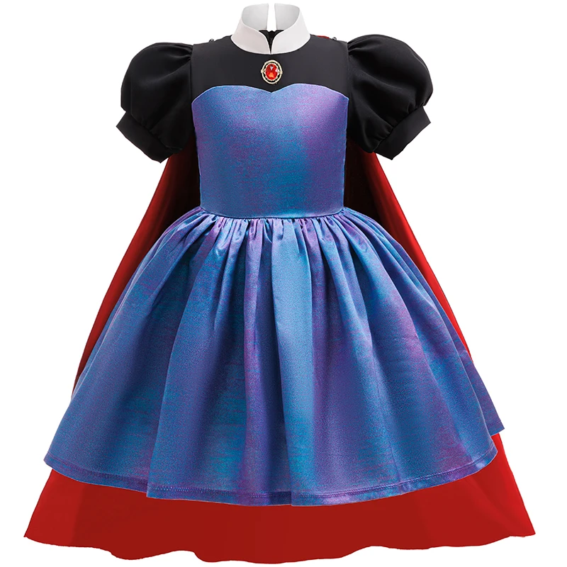 

Girls Evil Queen Cosplay Costume Girls Disguise Dress Evil Halloween Dress Birthday Party Dress Girls Queen Dress+Cloak Outfits