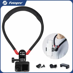 Fotopro GP-03 POV Neck Selfie Holder with Clip Vertical Mount Kit Flexible Silicone Neck Holder Mount for GoPro iPhone Insta Act
