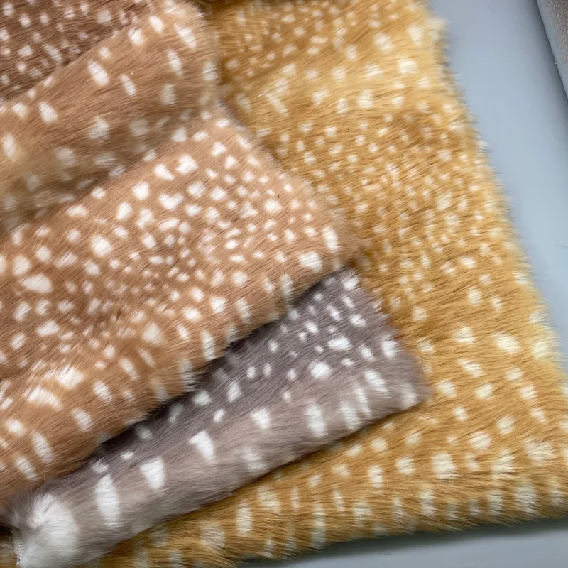 

2cm Long Imitation Fur Deer Printed Plush Fabric for Soft Decorative Handmade Doll Womens Clothing Cloth Diy Sewing Material