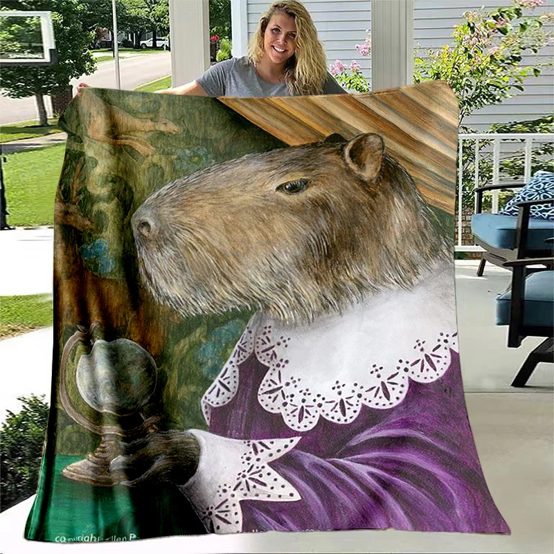 Capybara Club Funny Humor Soft Flannel Throw Blanket Living Room Bedroom Bedspread Blankets for Beds Thin Blanket Home Decor