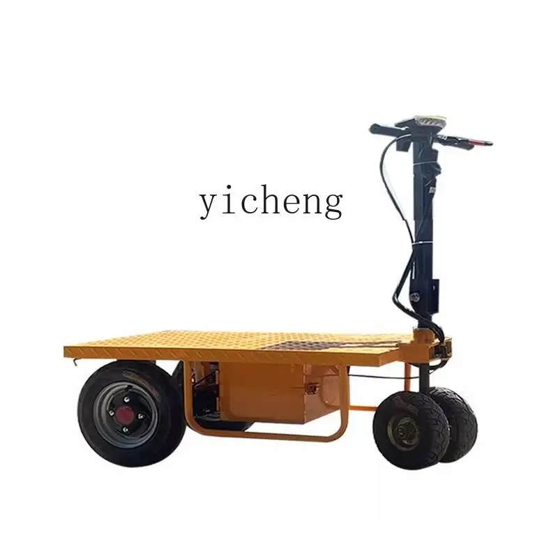 XL electric four-wheeled flat truck pulling tile trolley site feeding truck