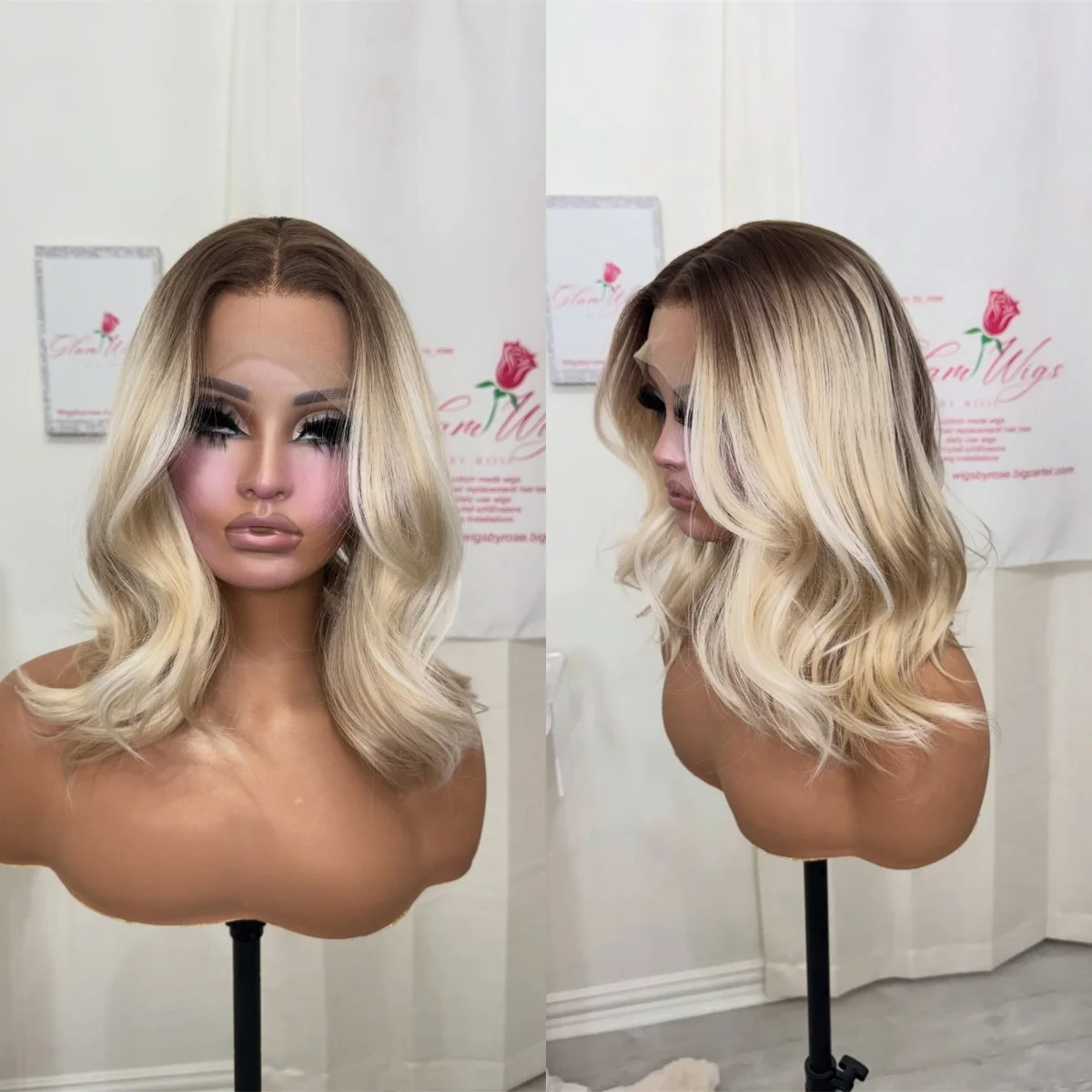 

Золотисто-русый высококачественный синтетический парик с кружевной основой и белыми прядями, короткий парик-боб с волнистыми волосами, карнавальный парик с темными корнями, естественный вид