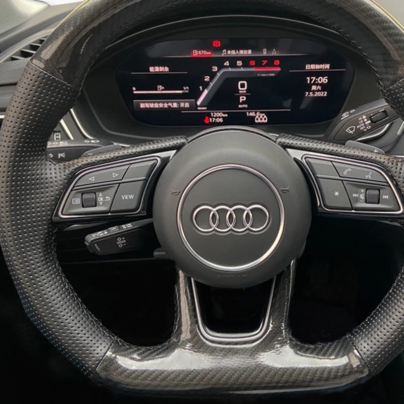 

Custom Steering Wheel Cover Carbon Fiber Genuine Leather For Audi A1 SQ2 2018 2019 A3 2016-2019 S3 Q2 2016-2019 RS3 2017-2019