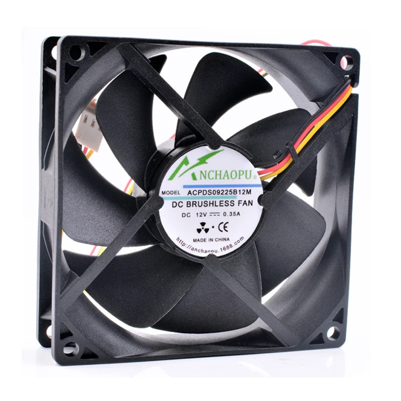 Brand new original DS09225B12M 9cm 9025 92x92x25mm 12V 0.35A 3 lines 3pin double ball large air volume cooling fan