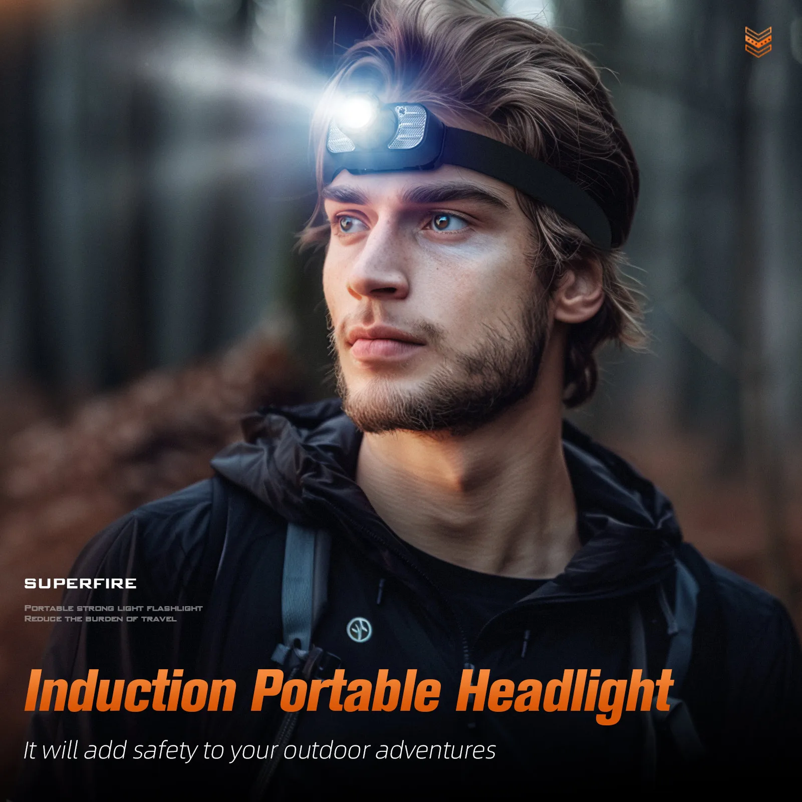 SUPERFIRE HL80 -C Powerful LED Headlamp USB C Rechargeable Sensor Headlight 5 Modes Portable Fishing Camping Head Flashlight