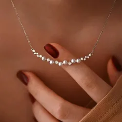 Elegantly 925 Sterling Silver Pearl Zircon Simple O-Chain Pendant Necklace For Women Wedding Jewelry Fine Accessories Wholesale
