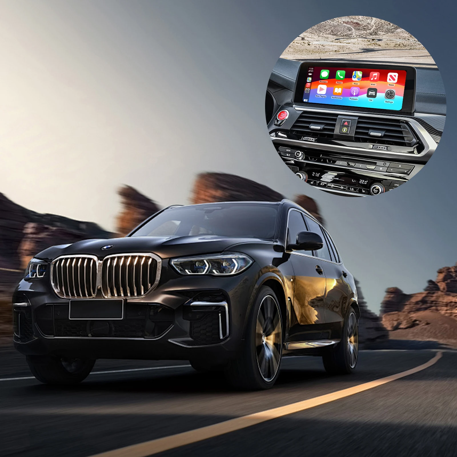AUTOABC Wireless CarPlay Android Auto Retrofit Kit Decoder Box for BMW EVO MGU ID5 6 7 System 1 3 5 6 7Seires X1 X2 X3 X4