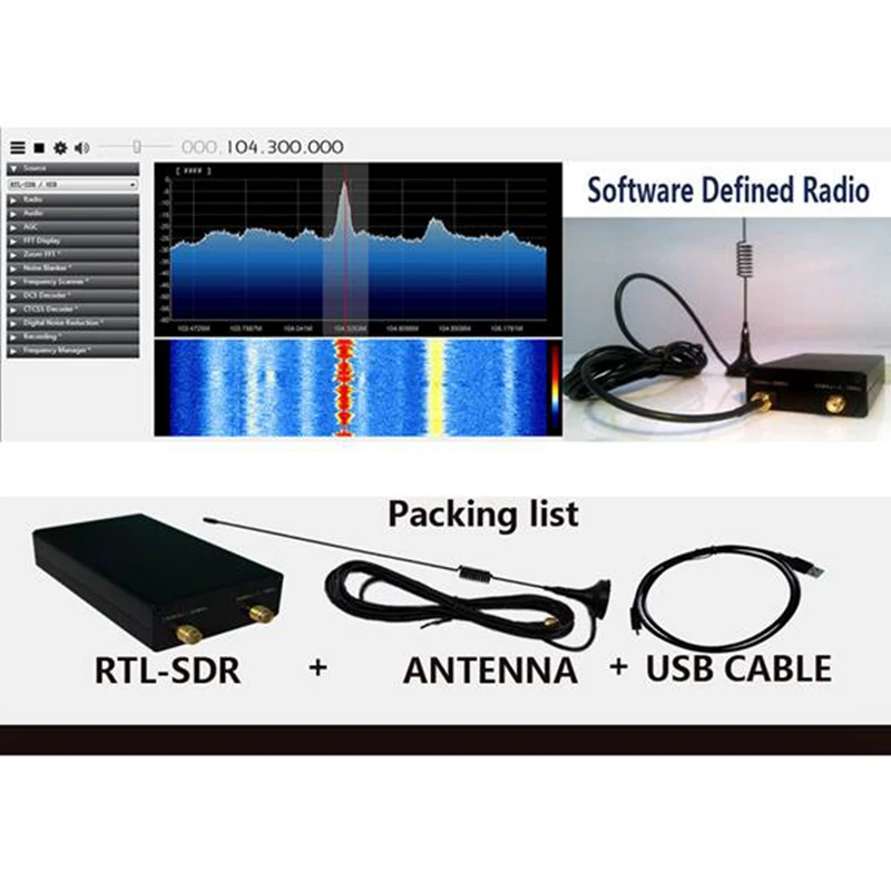 Imagem -04 - Receptor de Rádio Banda Completa Sintonizador Usb Dongle Usb uv hf Rtl-sdr R820t2 Rtl2832u 100khz1.7ghz