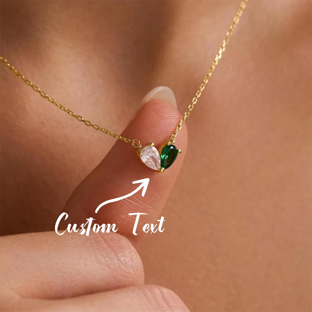 Custom Lovers Birthstone Heart Necklace Minimalist Personalized Mother Anniversary Gift For Girlfriend Jewelry Fashion Gift