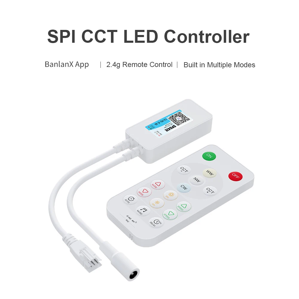 DC5-24V SP647E SPI 2CH CCT Led Music APP Controller Adjustable Color Temperature and Brightness WS2812B WS2811 Pixels LED Strip