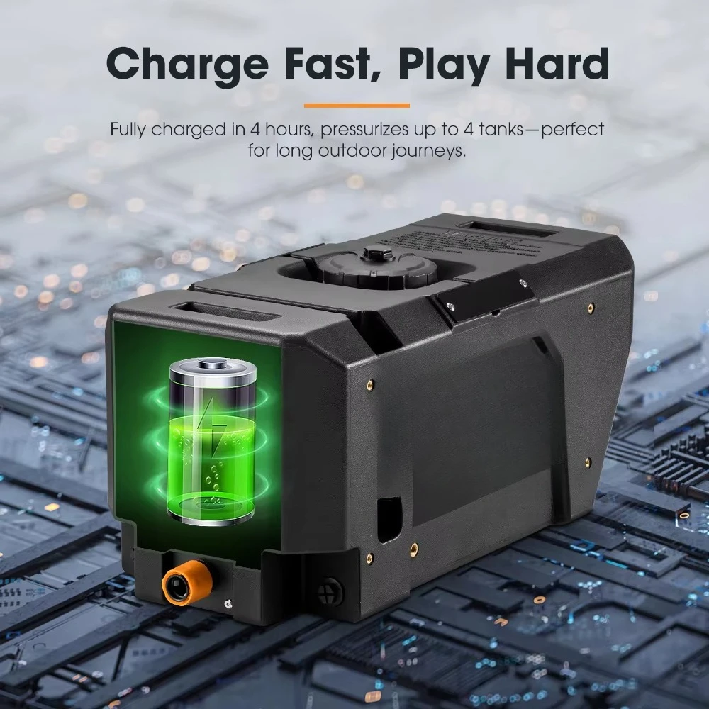 Portable 24L Water Tank Quick Charge Battery Powered Outdoor Shower Kit for Camping Hiking 4X4 Offroad Pressurized