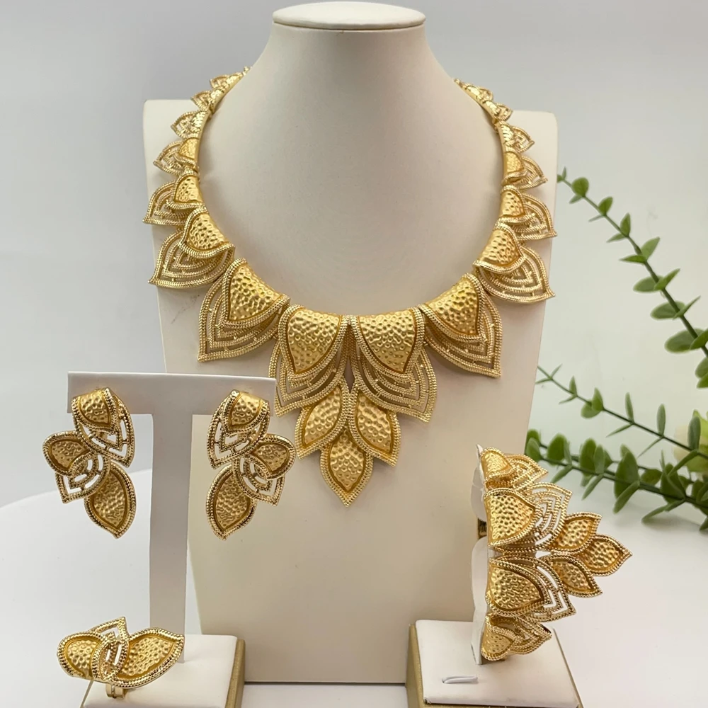 Italian Dubai Simple Style Big Bold Necklace Luxury Quality African Bride Jewelry Set For Women Party Gifts FHK29239