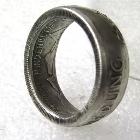 Silver Plated German 1933 Commemorative Coin Ring Size 10-15