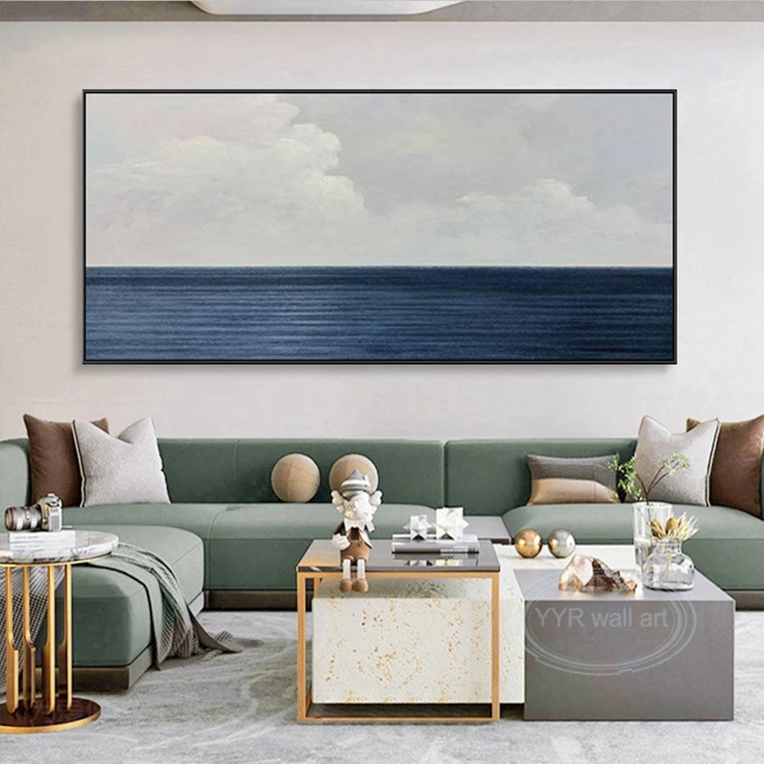 Abstract Sea and Sky Connected Oil Painting  Handmade Oil Painting Home Decoration For Living Room Dining Room And Bedroom Mural