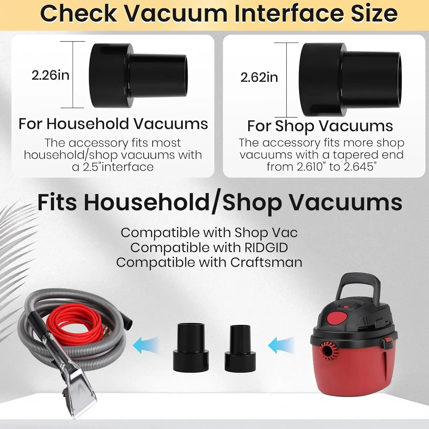 Upgrade Hard Bristle Brush Better Extractor Hose Kit for Shop Vac with 10FT Hoses and 25 FTWater Pipes Thick transparent shell