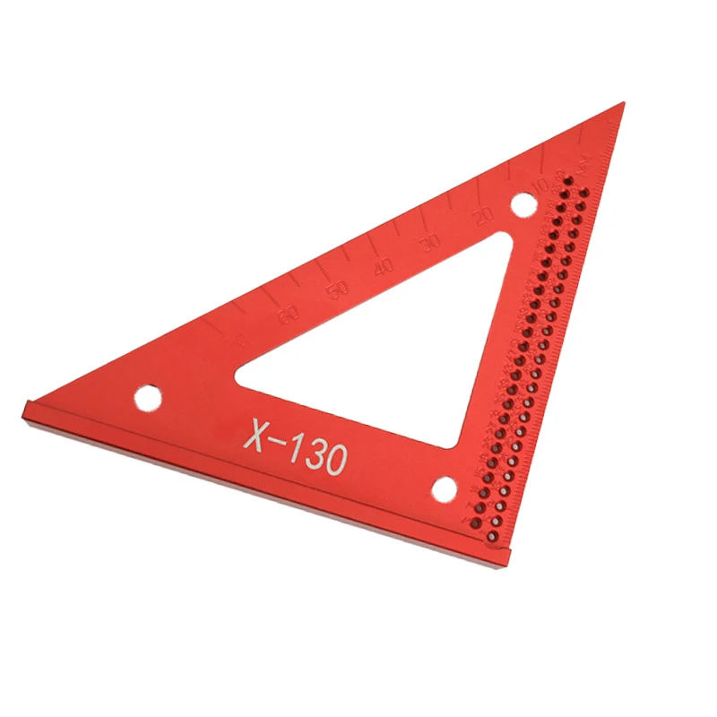 Aluminum Alloy Metric Woodworking Precision Triangle Ruler Carpenters Square Hole Positioning Scriber Measuring Ruler Gauge Tool