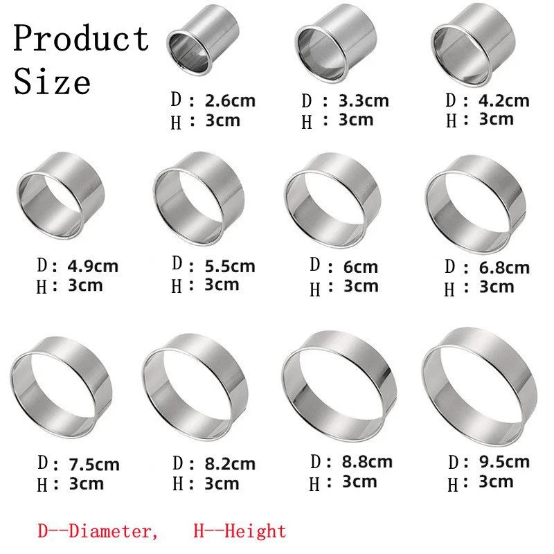 11pcs/set Stainless Steel Round Cookie Biscuit Cutters DIY Pastry Baking Circle Ring Molds