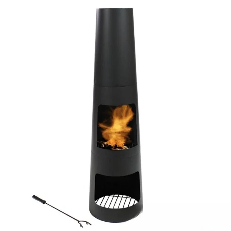 

Outdoor simple wrought iron disassembly and assembly chimney, portable camping fire heating stove, indoor and outdoor