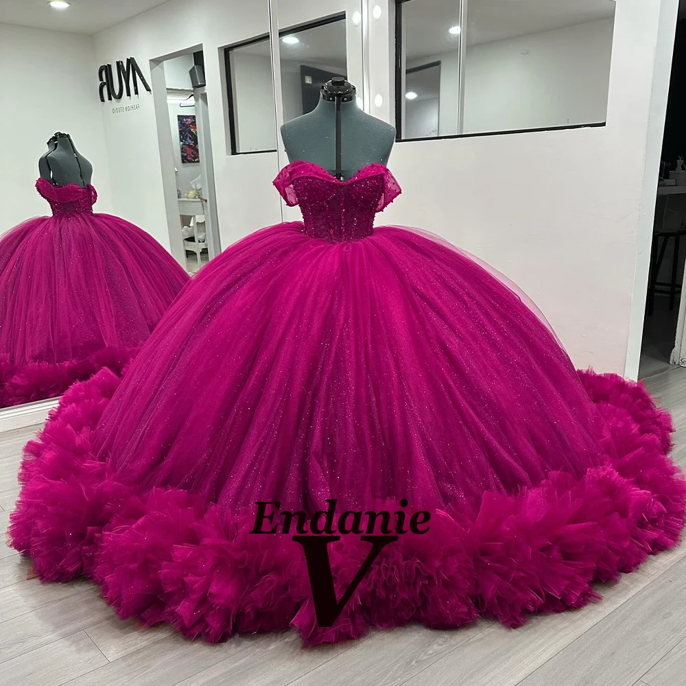 فساتين Quinceanera للأميرة على شكل قلب من Vendanie فساتين Quinceanera للفتيات مكشوفة الكتف وأربطة فيستدو دي Quinceanera مخصصة
