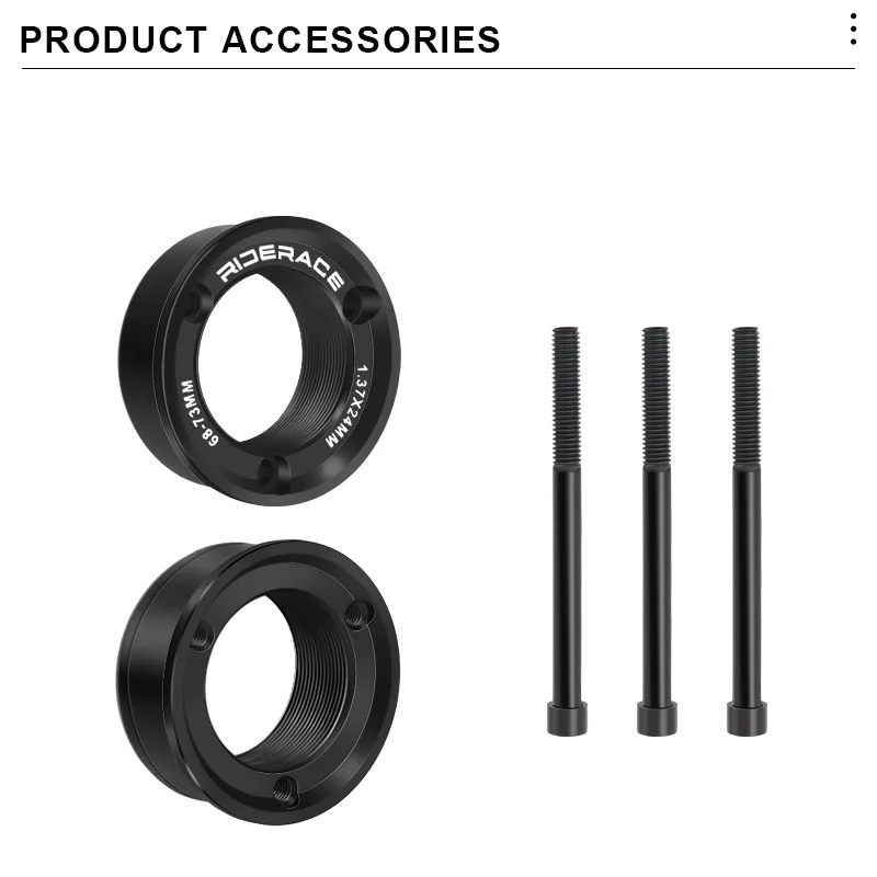 RIDERACE Bicycle Bottom Bracket Conversion Kit American to Euro 24MM BB BB68/73 Adaptor For BMX Bike Crankset Part Black