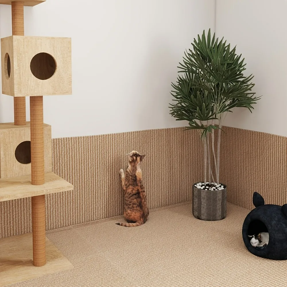 Durable and Wear-Resistant Self-Adhesive Cat Scratching Mat for Protects Sofas Doors Walls and Floors