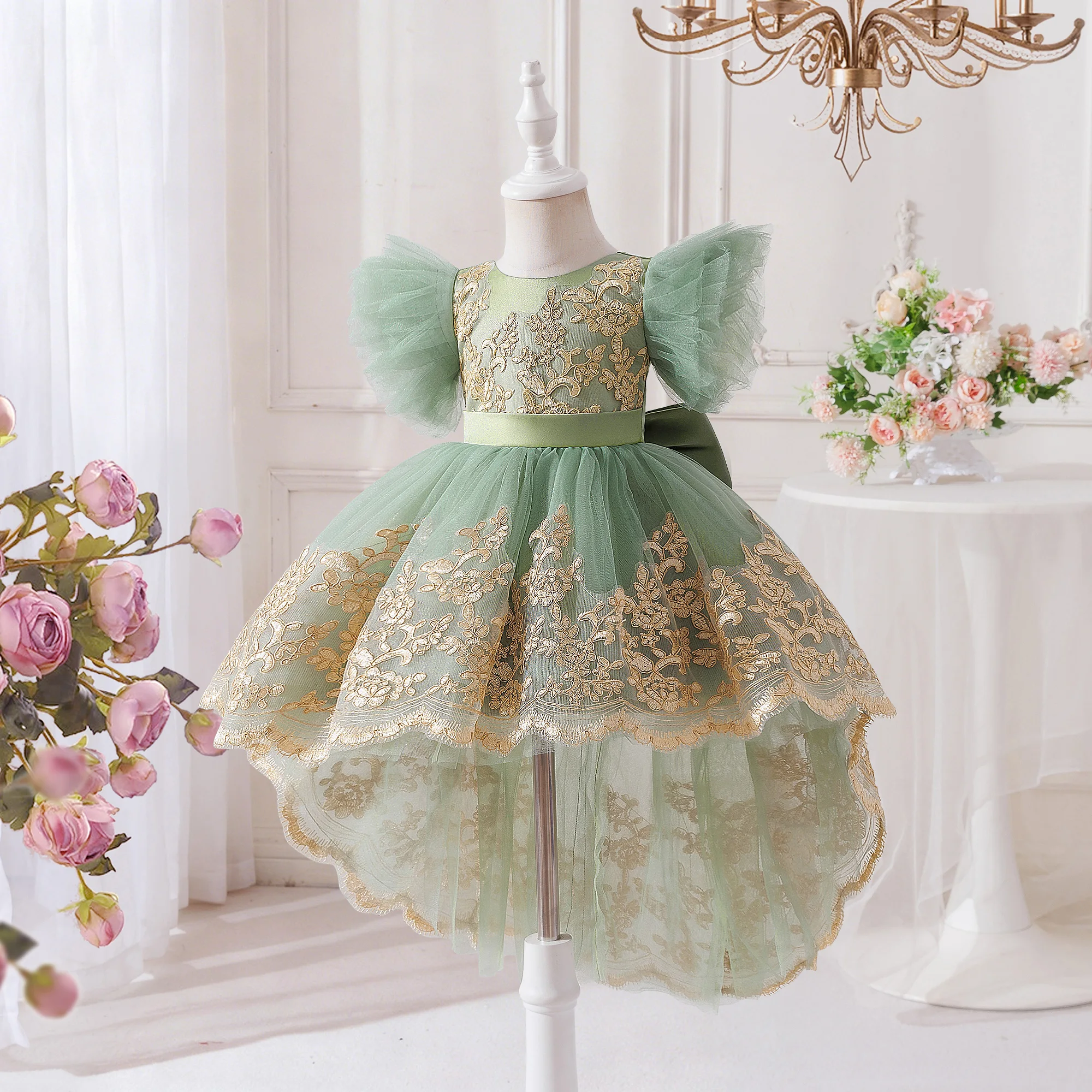 Kleinkind Taufkleid Baby Mädchen Kleid Elegantes Tüll-Kleid für 1. Geburtstag Hochzeit Prinzessin Abendkleider Mädchen Brautjungfern Abschlussball Kostüm – Detail 12