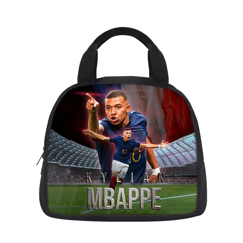 Football Star Lunch Box M-Mbappe School Insulated Lunch Bag Student Bento Food Container Bags Reusable Thermal Cooler Handbag
