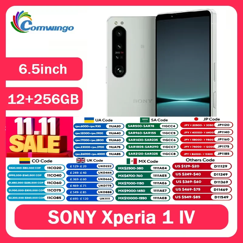 هاتف Sony Xperia 1 IV الأصلي النسخة اليابانية NFC 12 + 256GB 5G 6.5 "Snapdragon 8 Gen 1 ثمانية هاتف محمول ذكي ثلاثي 12 ميجابكسل