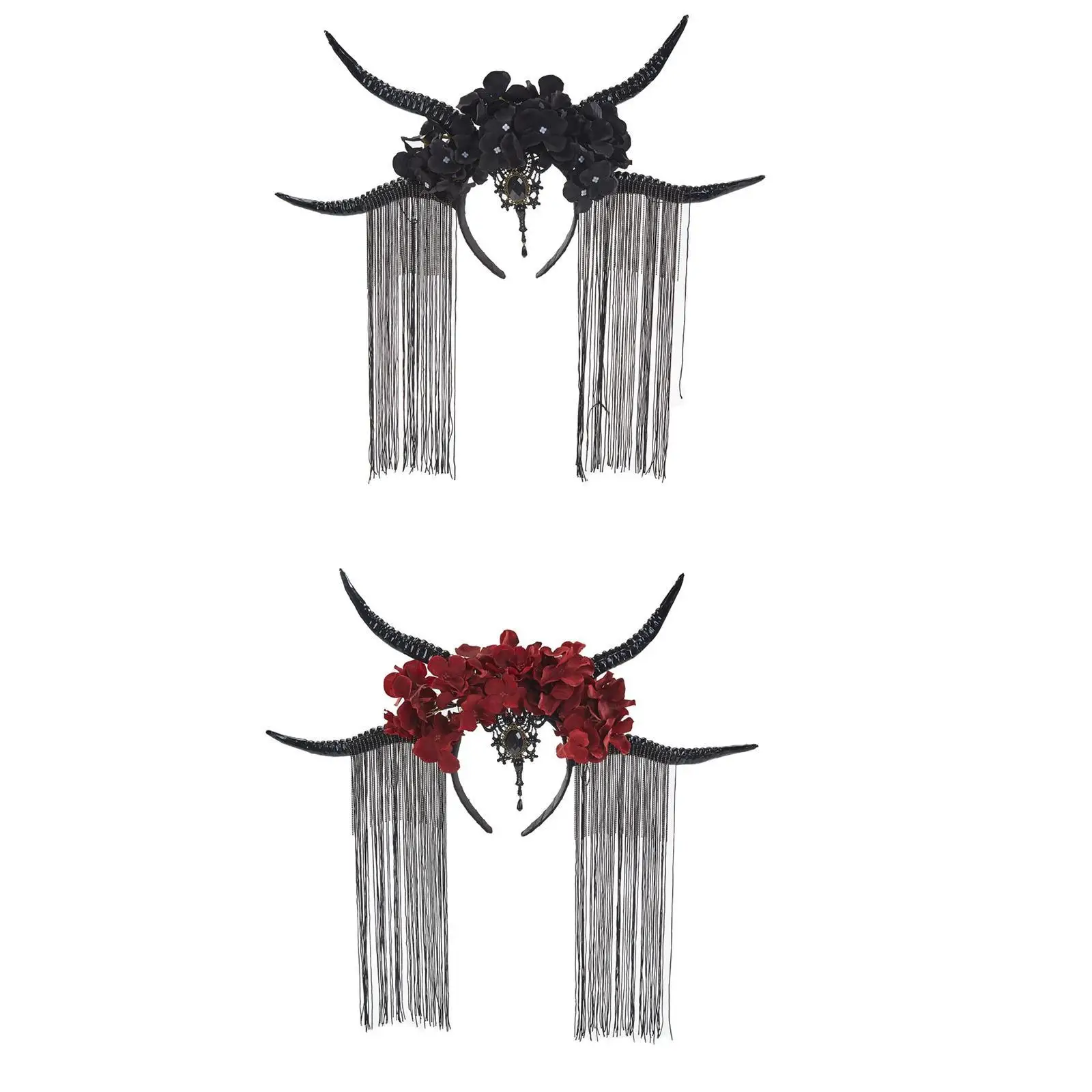 

Halloween Antelope Horn Headband Hairband Photography Prop Tassel Decorative