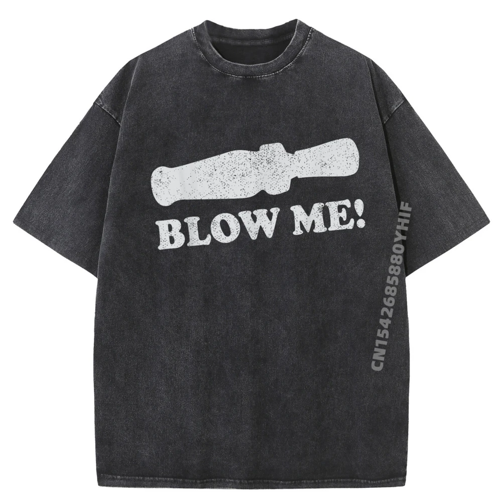 

Funny Hunting Duck Call Blow Men's T-Shirts Couples Printed Tops Graphic Tsihirt Luxury Washed Leisure Clothes