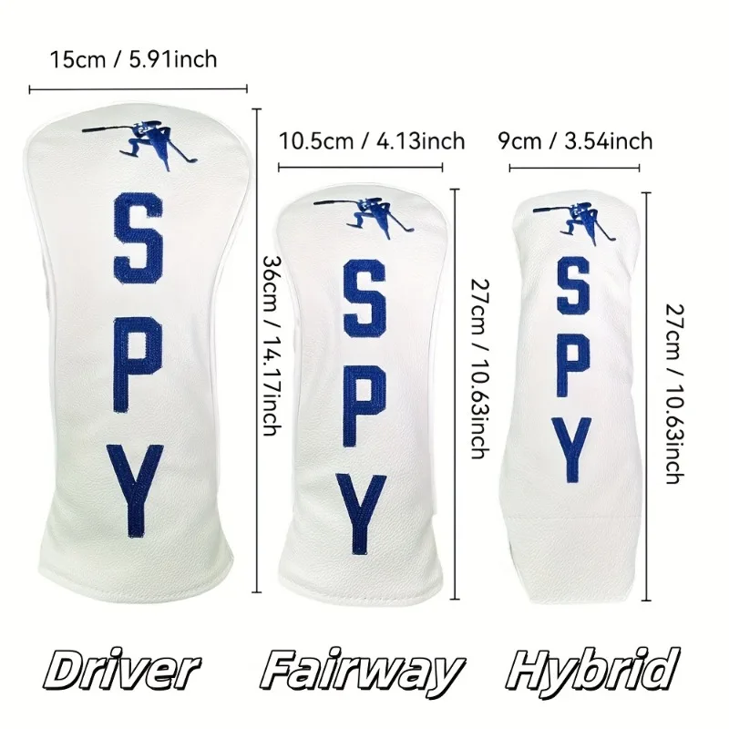 غطاء رأس نادي الجولف، حروف "SPY" ونمط صورة ظلية للاعب - يجمع بين الحماية والأزياء وإكسسوارات الجولف