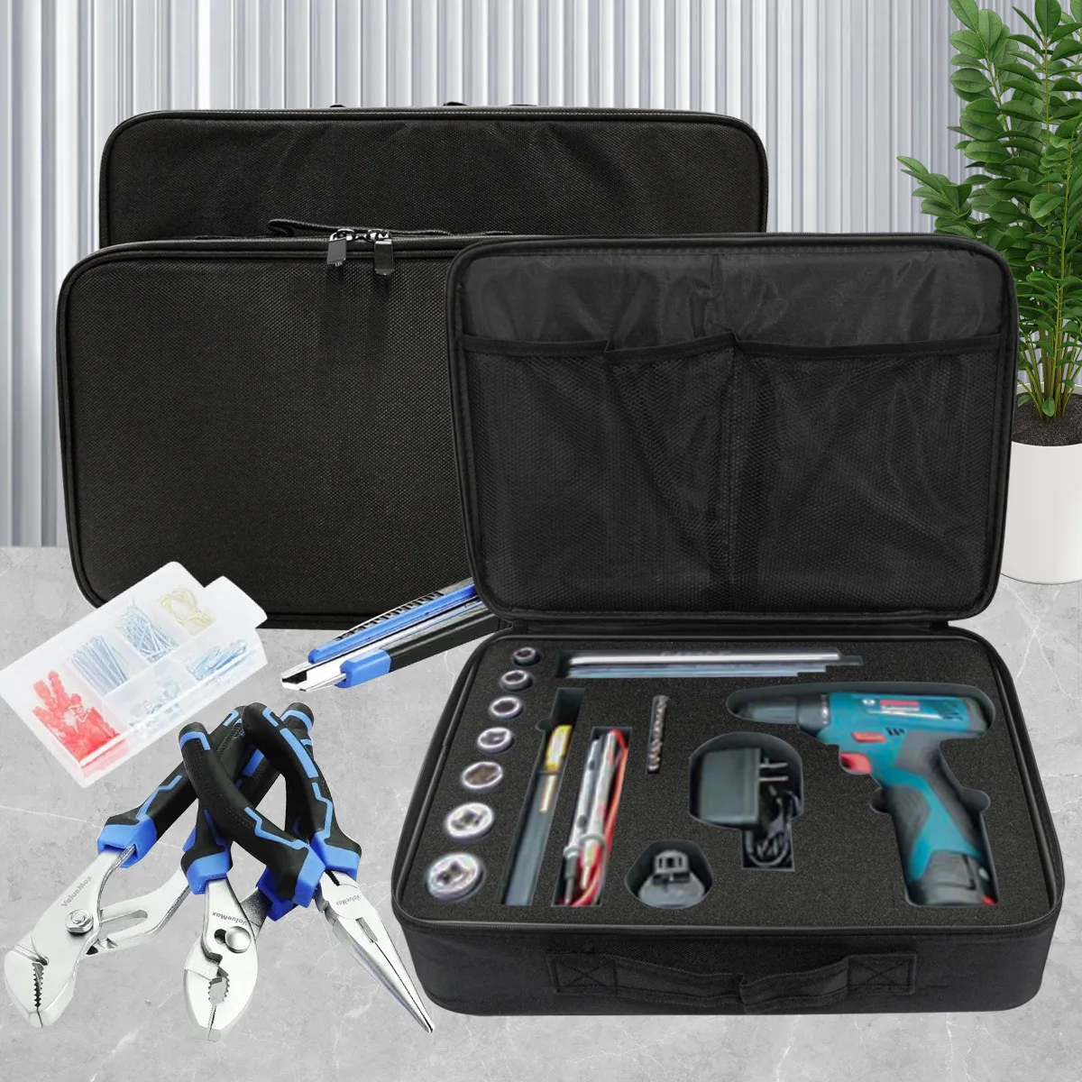 1pc Portable High-Capacity Instrument Equipment Tool Bag Made Of Thick Oxford Cloth Wear-Resistant Durable Sponge Storage Bag