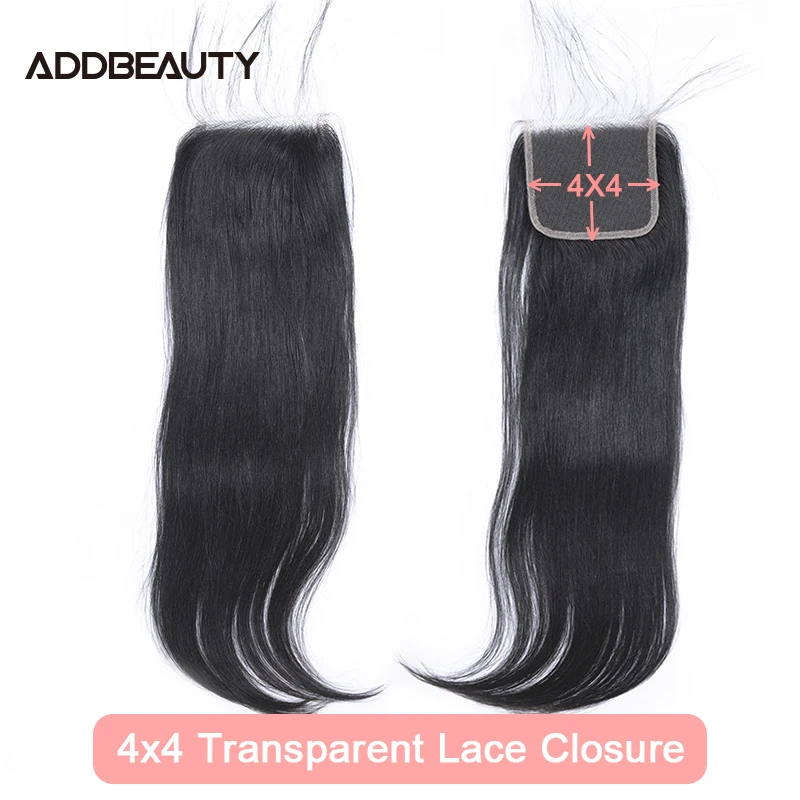 Straight Lace Closure 4x4 Hd Lace Frontal Closure Transparent Lace Closure Brazilian Human Hair Natural Color With Baby Hair