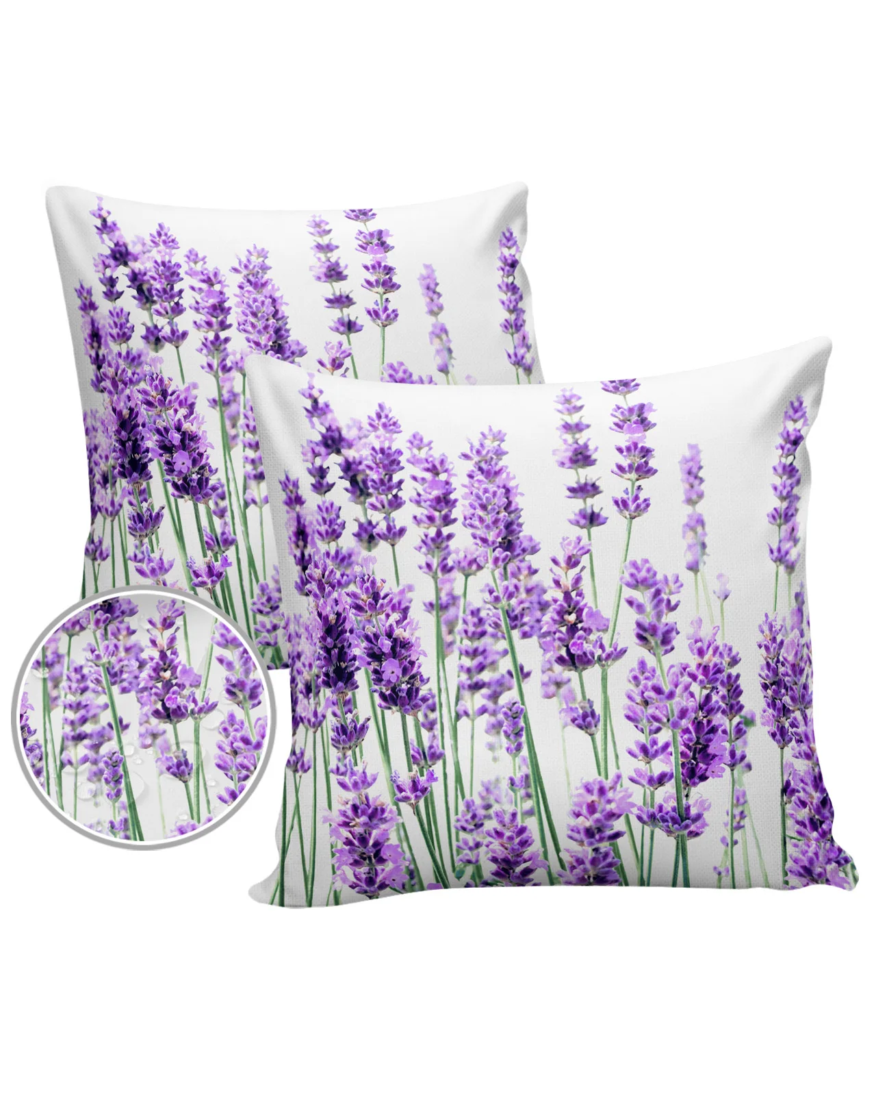 2/4PCS Outdoor Garden Chair Waterproof Cushion Cover Lavender Plant Flowers Purple White Home Decor 40/45/50/60/66cm Pillow Case