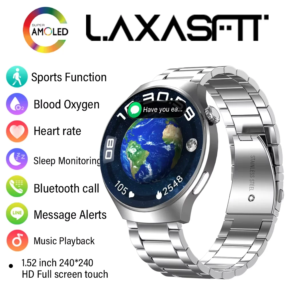 LAXASFIT New 1.52” Bluetooth Talk Smartwatch Men Outdoor Sports Fitness Heart Rate Health Monitoring Smartwatch for Android IOS