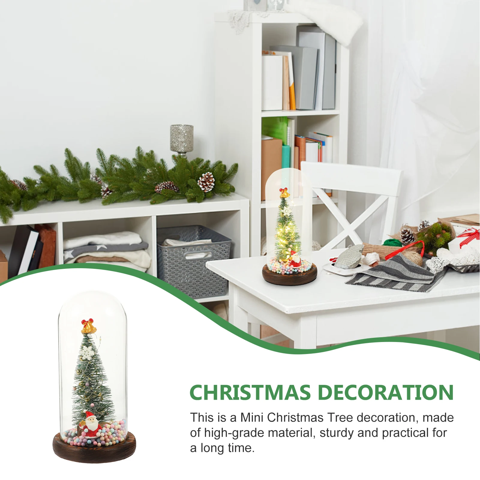 

Glass Dome Xmas Decor Led Light Table Christmas Long Lasting Holiday Party Supplies Tabletop Desktop Decoration