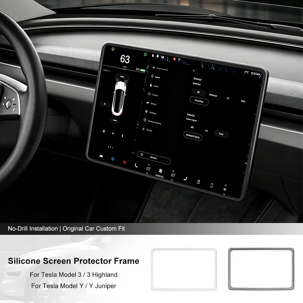 Central Control Screen Silicone Protective Cover for Teasl Model 3/3 Highland/Y/ Y Juniper Screen Border Circle Car Accessories