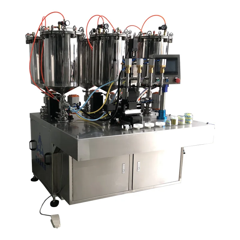 Fancy filling machine 6 heads mechanical pattern four-color two-color ice cream pressurized quantitative