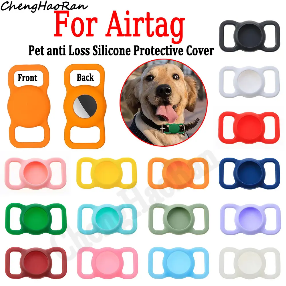 1 Piece Silicone Protective Sleeve For Airtags Pet Dog Cat Positioning Tracker Collar Cover Anti-lost Protective Case Parts