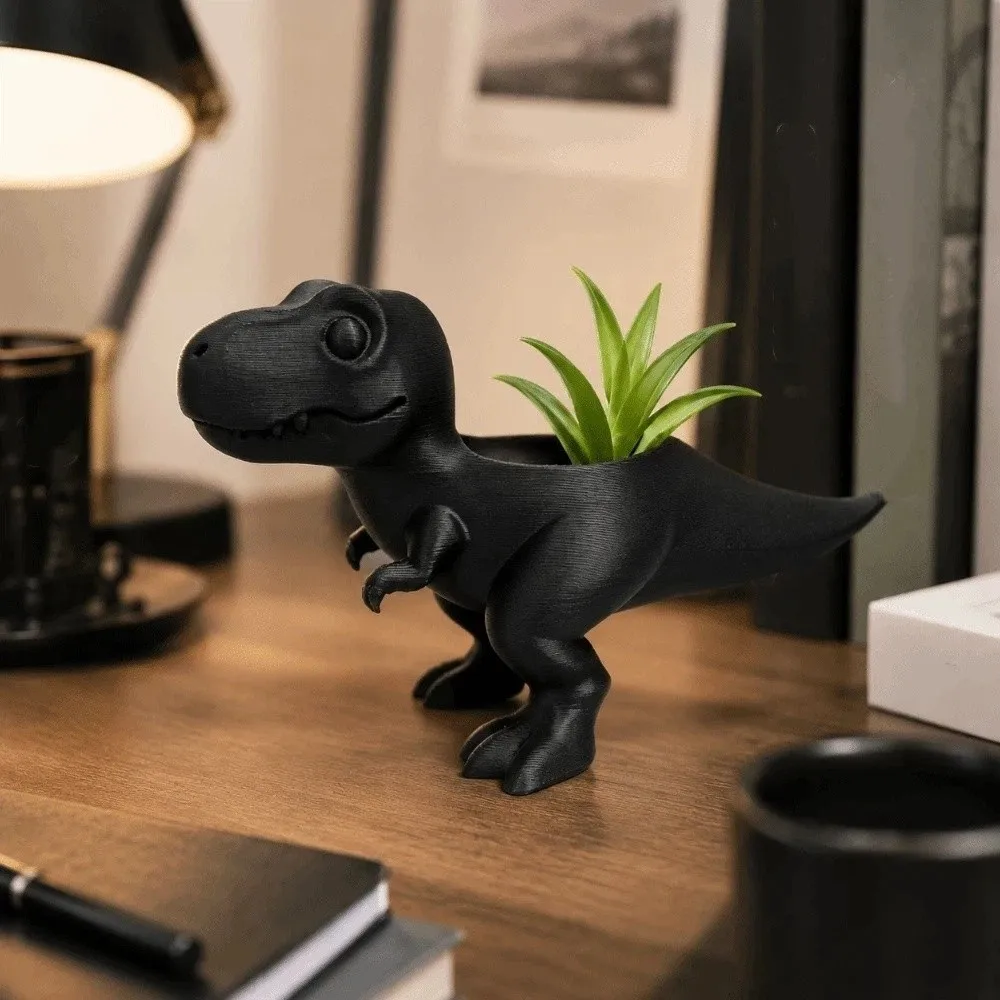 Storage 3D Printed Dinosaur Flowerpot Funny Desktop Decor Plant Planter Ornaments Mini Potted Planter