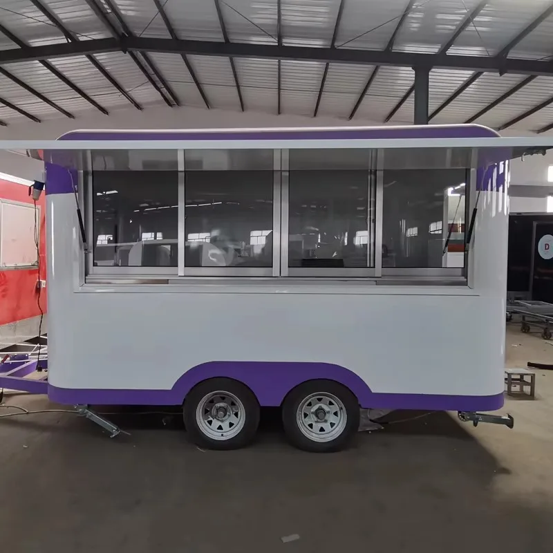 Mobile Food Truck Fast Food Kiosk Shipping Container Trailer with Full Kitchen Equipment Installation for Catering Business